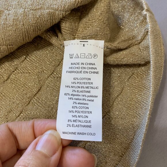 NWT Michael Kors Women Gold Textured Knit Tank Top. Size M. Sleeveless. V-Neck. - Picture 9 of 11
